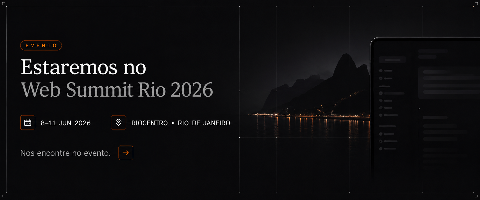 Estaremos no Web Summit Rio 2026 — 8-11 jun, Riocentro, Rio de Janeiro